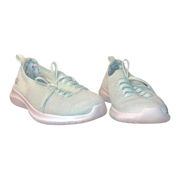 Skechers Women's Ultra Flex Washable Slip Ons Flourishing View Mint Green 5M EUC - Picture 1 of 10